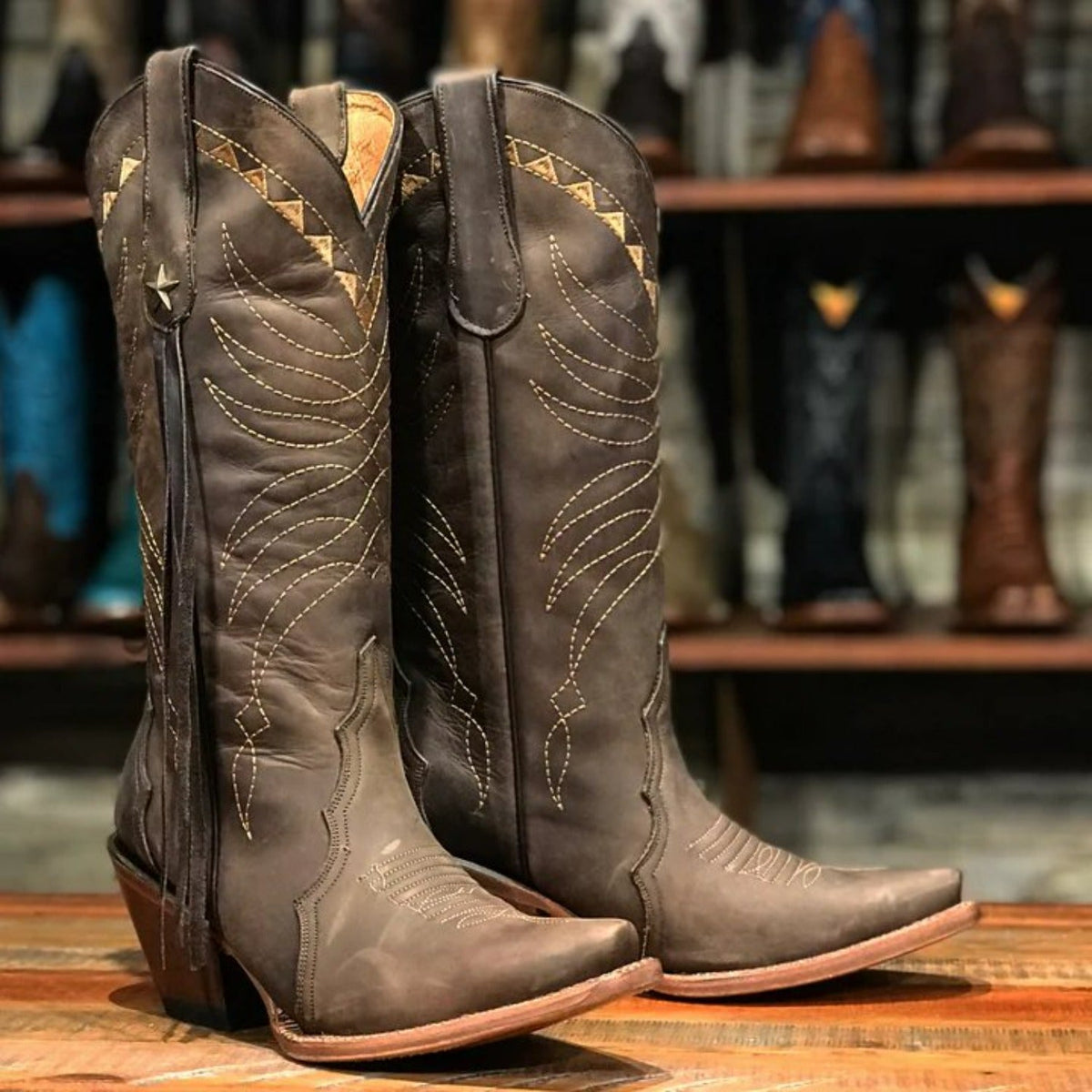 Tanner Mark Women's Pearland Snip Toe Leather Boots Brown