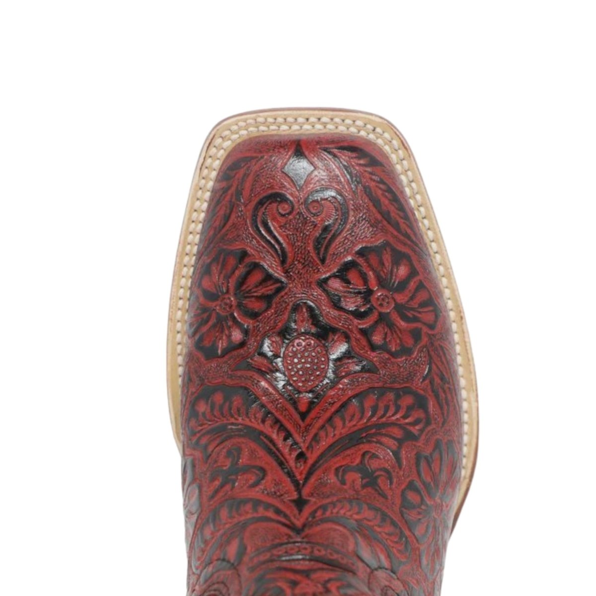 Tanner Mark Women's 'Rebecca" Hand Tooled Square Toe Leather Boots Red