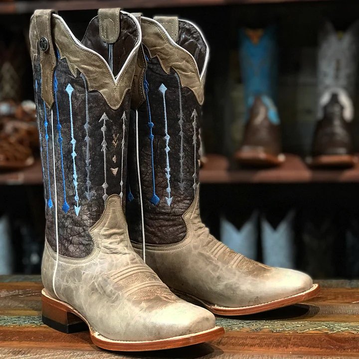 Tanner Mark Women's Sierra Square Toe Leather Boots Bone