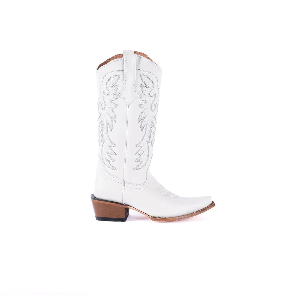 Tanner Mark Women's Snip Toe Leather Boots White Calf