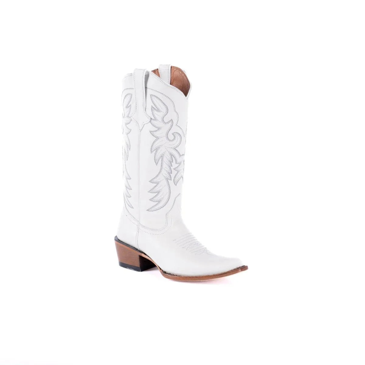 Tanner Mark Women's Snip Toe Leather Boots White Calf