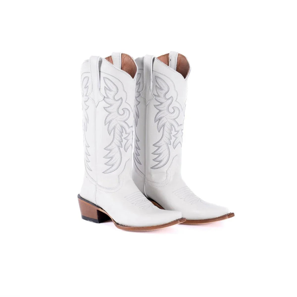 Tanner Mark Women's Snip Toe Leather Boots White Calf