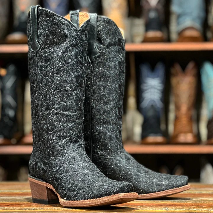 Tanner Mark Women's Tara Leather Square Toe Boots Black