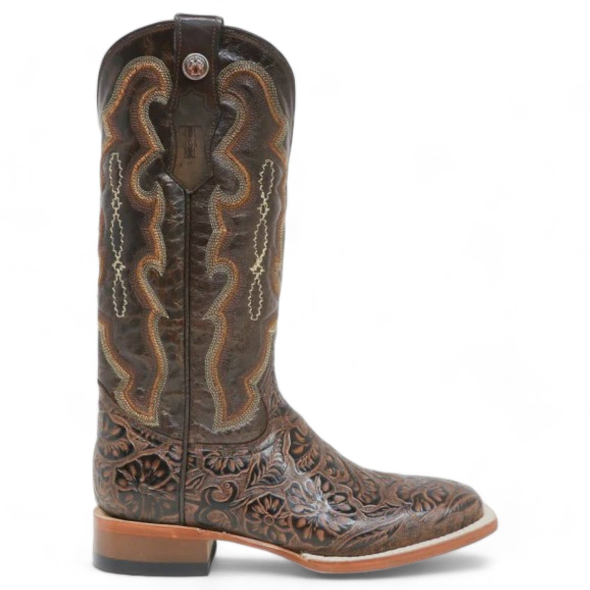 Tanner Mark Women's 'Trinity' Hand Tooled Square Toe Leather Boots Brown