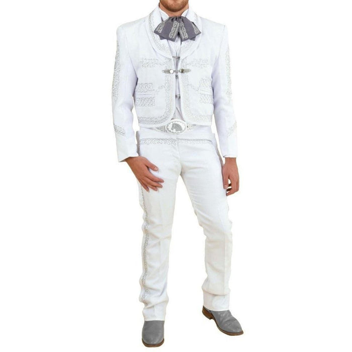 Traje Charro para Hombre (TODO INCLUIDO) imp-72142 Color Blanco y Plata