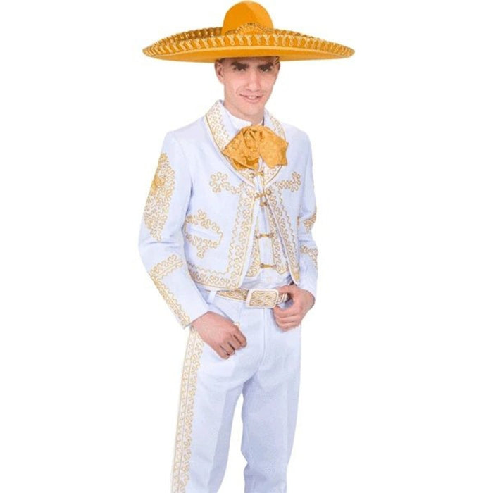Traje de Charro para Hombre (TODO INCLUIDO) Color Blanco y Oro imp