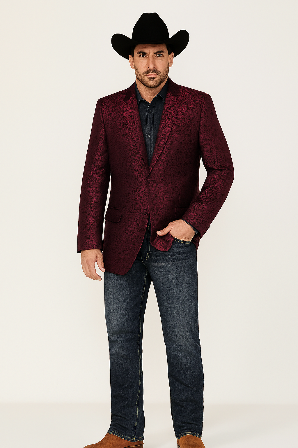 western-blazer-para-hombre-saco-vaquer-paisly-fabric-burgundy-color