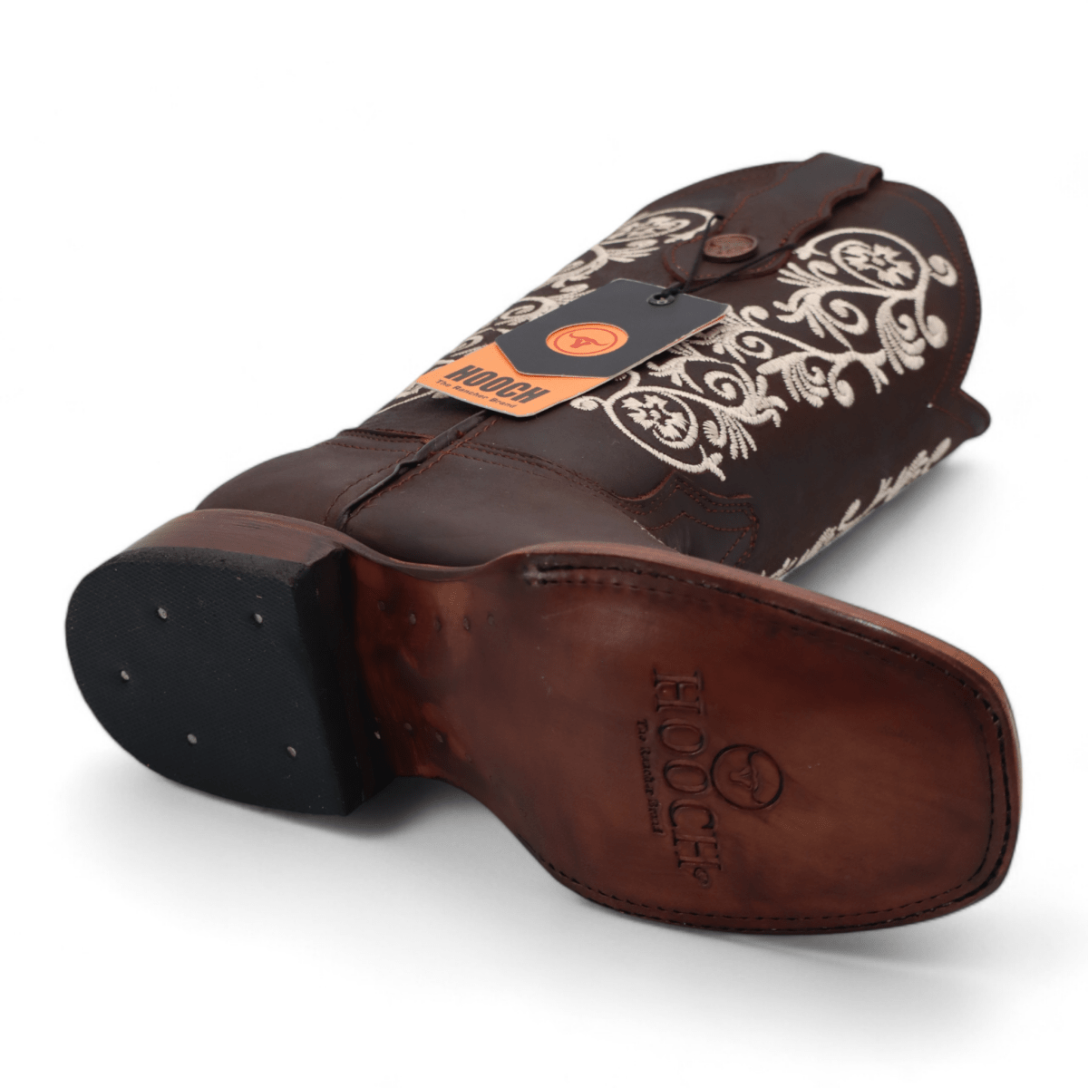 Women's Genuine Leather Square Toe Boots - Chocolate