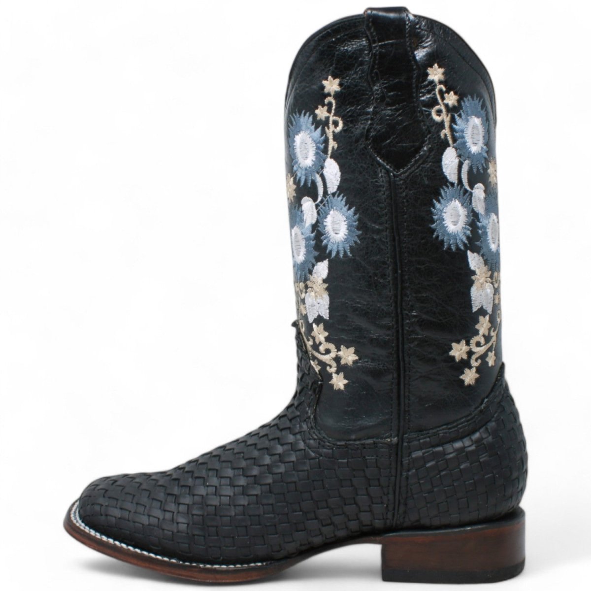 Women's Petatillo Leather Square Toe Boots Black