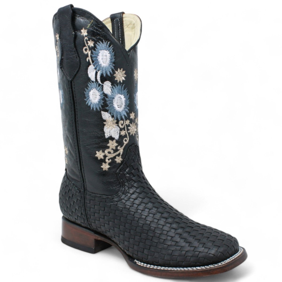 Women's Petatillo Leather Square Toe Boots Black