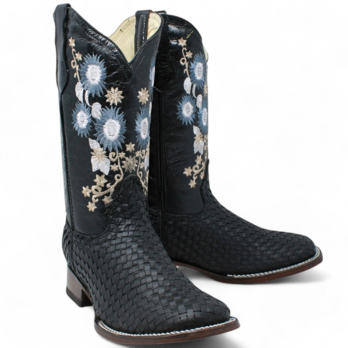 Women's Petatillo Leather Square Toe Boots Black