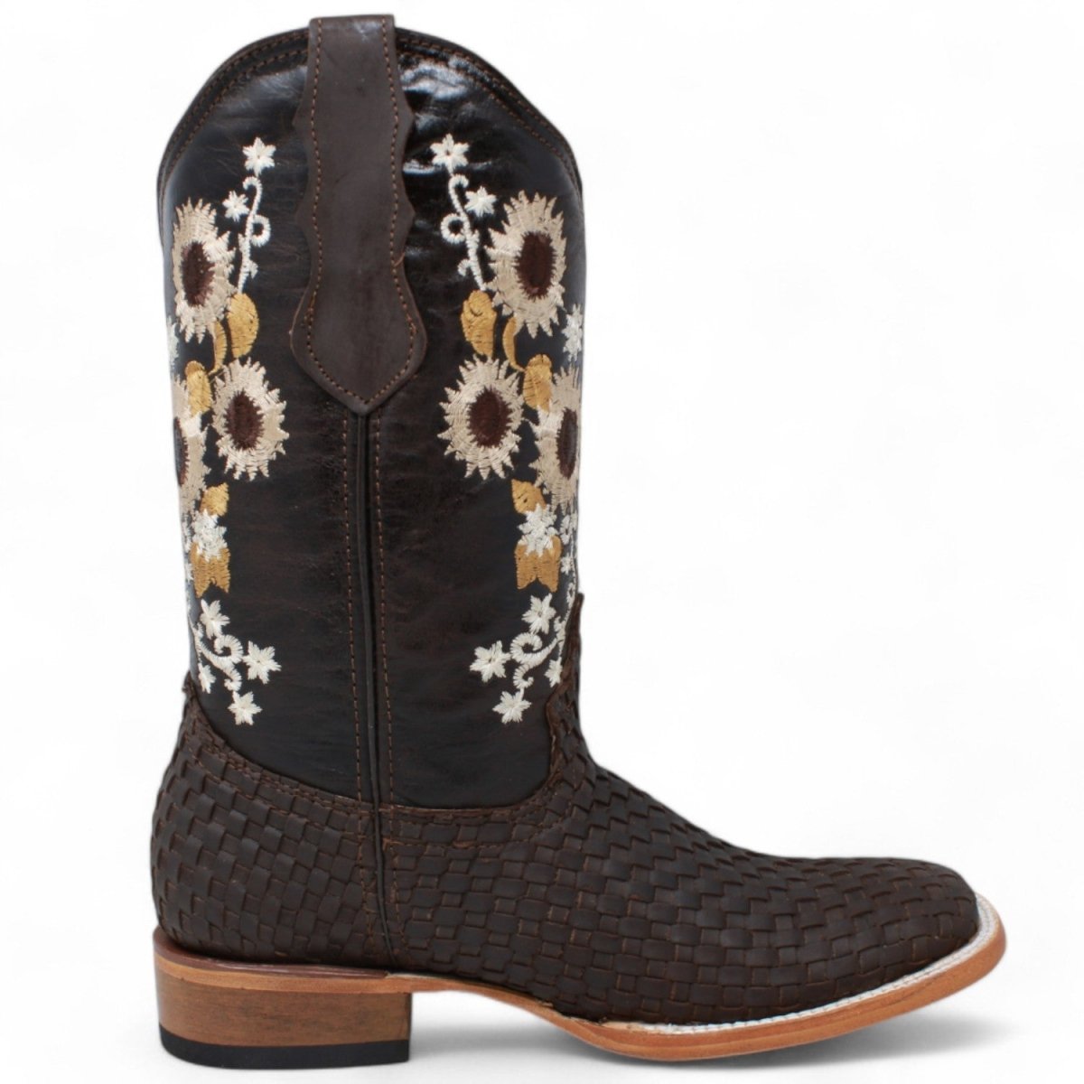 Women's Petatillo Leather Square Toe Boots Chocolate Brown