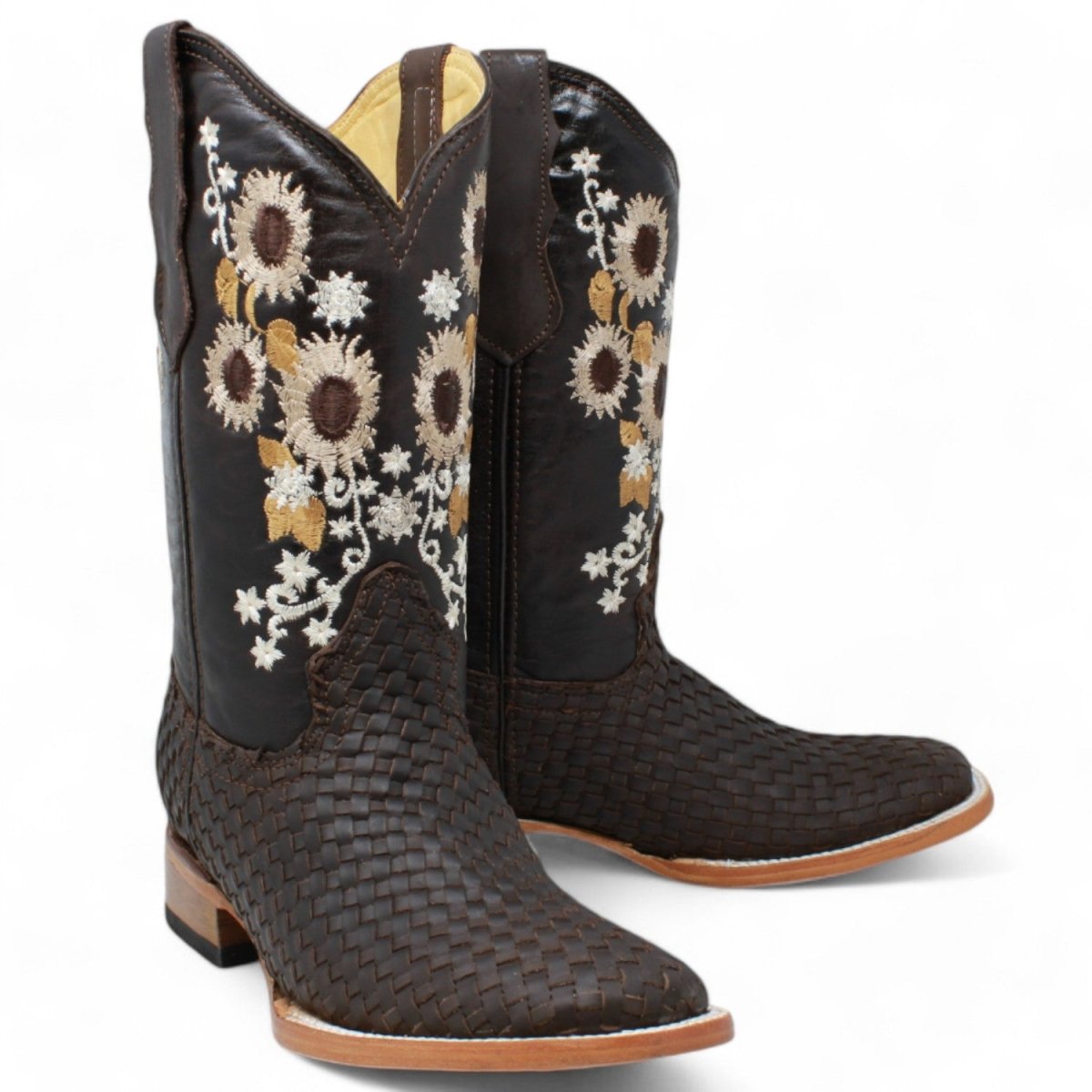 Women's Petatillo Leather Square Toe Boots Chocolate Brown