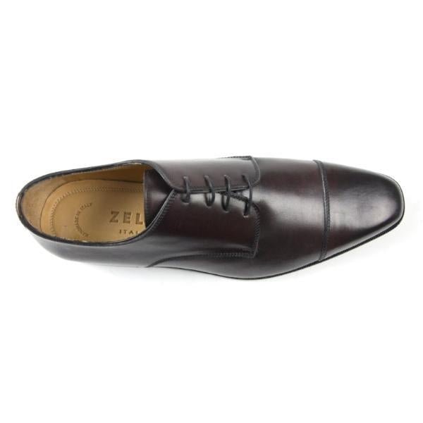 Zelli Enzo Classic Calfskin Cap Toe Dress Shoes in Black Cherry