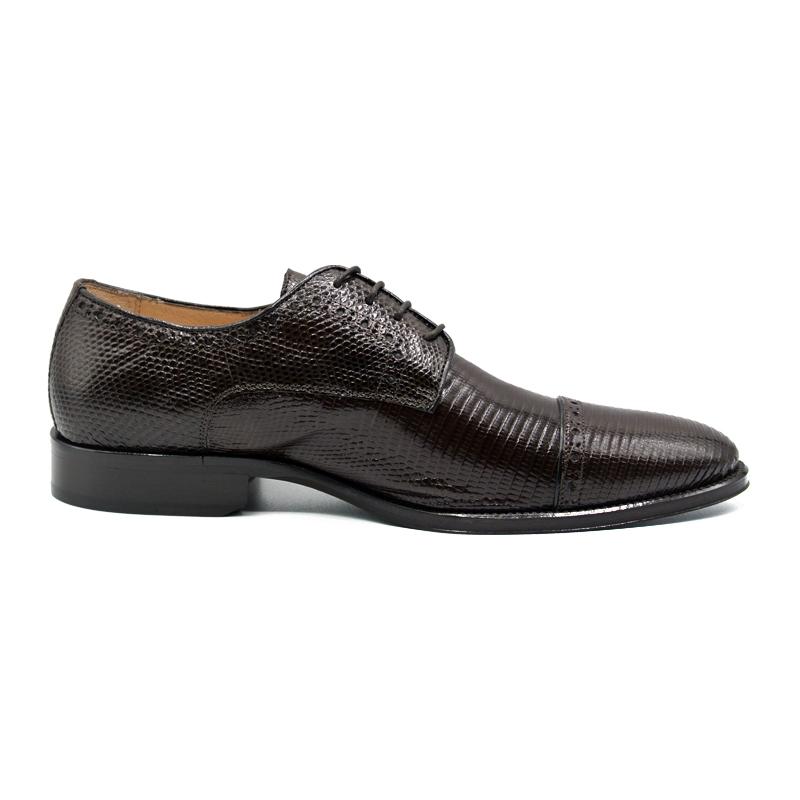 Zelli Giovanni Genuine Lizard Cap Toe Brogue Dress Shoes in Brown