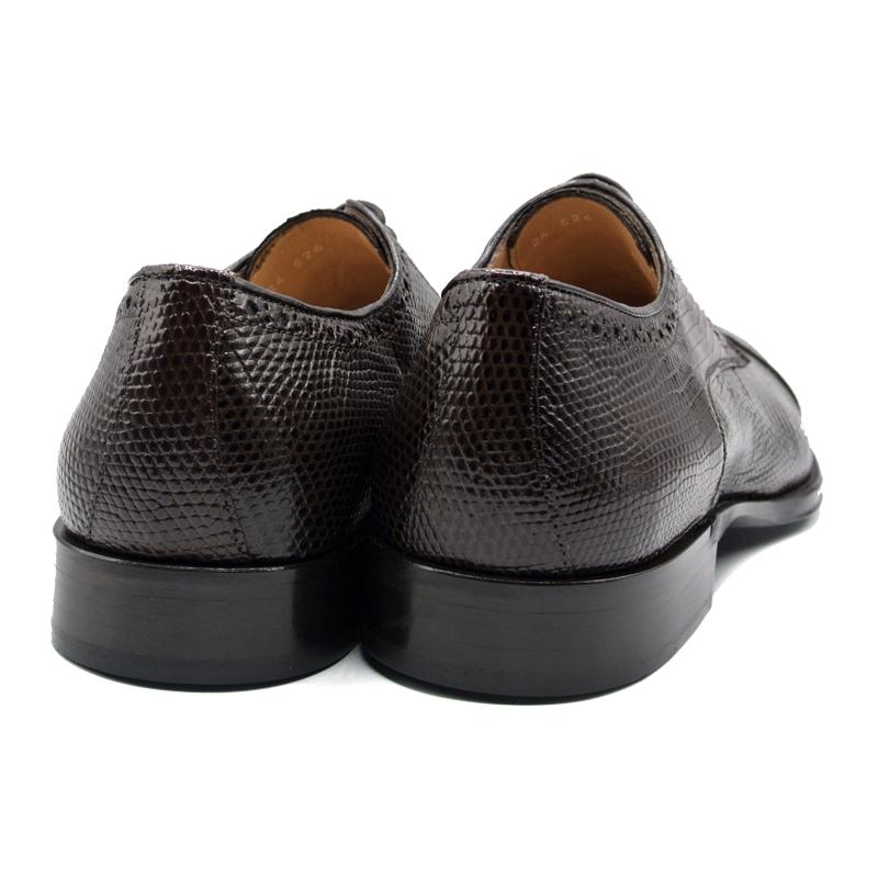 Zelli Giovanni Genuine Lizard Cap Toe Brogue Dress Shoes in Brown