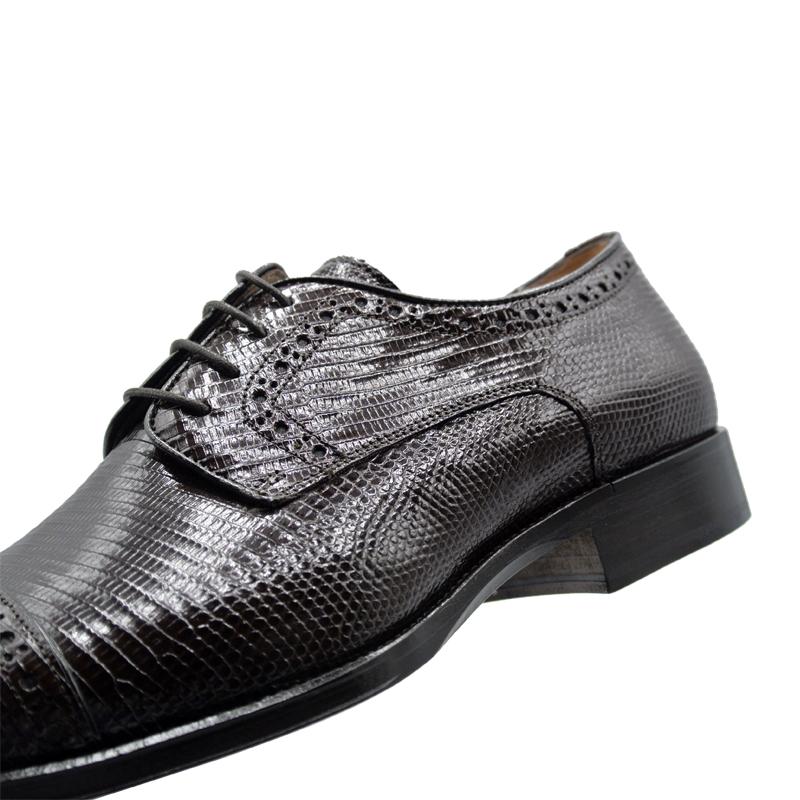 Zelli Giovanni Genuine Lizard Cap Toe Brogue Dress Shoes in Brown