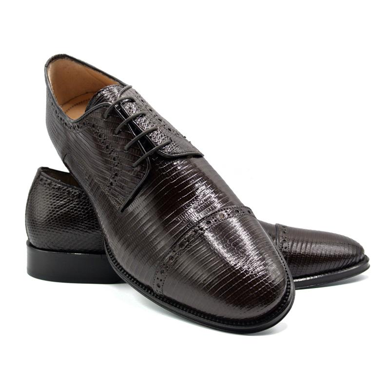 Zelli Giovanni Genuine Lizard Cap Toe Brogue Dress Shoes in Brown