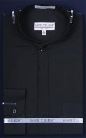 SKU*PN_J50 Negro Mandarín Collar Largo Manga Vestir camisa