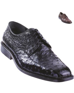 SKU*HA166 Zapato Exótico para Hombres de Avestruz Oxford Negro y encaje delantero