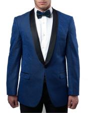 SKU*SP25 Chaqueta de esmoquin de corte slim azul para hombre, chaqueta de lana 100% con solapa de mantón grande negra