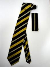 SKU*KA6641 Negro con Oro estampado Rayas Cuello Corbata Conjunto