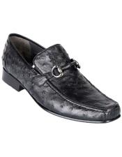 SKU*HA3155 Auténtico Avestruz Piel Negro Cuero Único Resbalón-En Clásico Vestir Zapatos