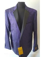 SKU*HA3612 Soltero pecho negro Muesca Solapa Floral Patrón Púrpura Smoking chaqueta