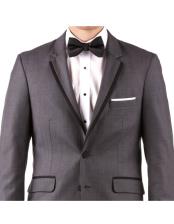 SKU*TJ127 Recortado Muesca Solapa Carbón gris Boda Trajes - trajes para novio boda