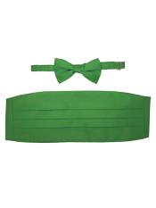 SKU*HA3202 Verde 100% Satine Microfibra Corbata de moño Con Faja Conjunto Ferrecci
