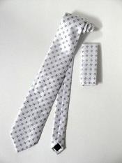 SKU*KA2100 Corbata Conjunto Marfil/Blanco Con Gris Cuadrícula Diseño