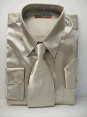 SKU * KG311 Nueva camisa de Mezzo vestido de raso de color caqui corbata Combo camisas hombres de