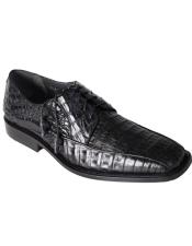 SKU*HA3618 Los Altos Negro Auténtico Cocodrilo Caimán Vientre Oxfords Vestir Zapatos