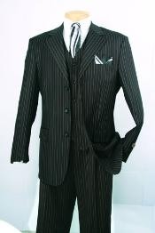 SKU * BJ434 Lujoso Moda traje de tres piezas de Hombres Super 150 clásico diseño de la raya Negro