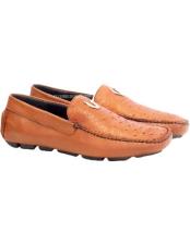 SKU*HA2343 Coñac Vestigio Auténtico Avestruz Superior Mocasines Zapato