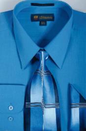 SKU*SW915 Real Azul Milán Moda Algodón Vestir Camisa con Corbata  