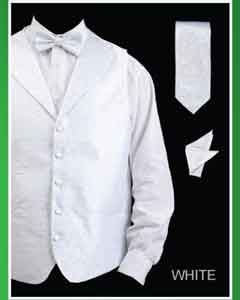 SKU*WTW22 Blanco Solapa 4 pieza Chaleco Conjunto (Pajarita, corbata, pañuelo)