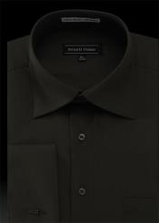 SKU*FG3C Sólido negro brazalete francés camisa de vestir con gemelos