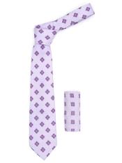 SKU*HA3212 Ligero Púrpura Cuadrado Patrón Geométrico De moda Corbata Con Pañuelo Conjunto