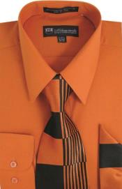 SKU*SW912 Naranja Milán Moda Algodón Vestir Camisa con Corbata