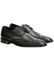 SKU*SD600 Completo Cuero Negro Auténtico Avestruz Cordón derby Zapatos