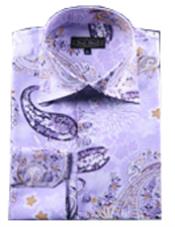 SKU*FD19 Púrpura Cachemir Diseño Sedoso Toque Poliéster Camisa