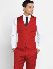 SKU*SD651 Regular Ajuste Chaleco con Vestir Pantalones Conjunto Sólido rojo