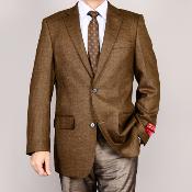 SKU*FVX72 Mantonila de los hombres marrón 2-botón lana deportes abrigo