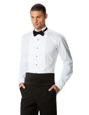 SKU*HA3375 Blanco Wingtip Collar Smoking Camisa Y Negro Cummerband + Corbata de moño