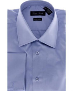 SKU*HA327 de los hombres Sólido Azul  Tela Algodón Moderno Vestir Camisa