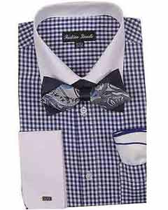 SKU*HA1707 2 Tonificado Blanco Collar Vestir Camisa Con Corbata Y Armada Cheques Diseño francés Bofetada