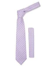 SKU*JA05 Lavanda Púrpura Geométrico Diseño Corbata Con Pañuelo Conjunto