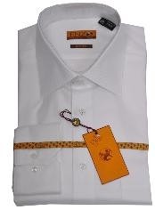 SKU*FR223 Camisa de Sarga Blanca Puño Regular 61102-1-B