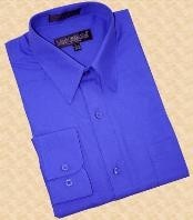 SKU*CA568 Sólido Real Azul Convertible Bofetada Algodón Mezcla Vestir Camisa
